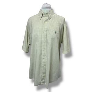 Ralph Lauren Mens Blake Short Sleeve Checkered Shirt 100% Cotton Yellow XL